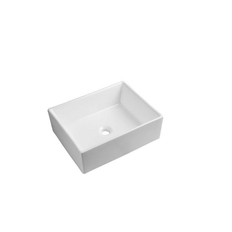 iBathUK Bathroom Wash Sink Basin Countertop Ceramic Rectangular Modern White Basin