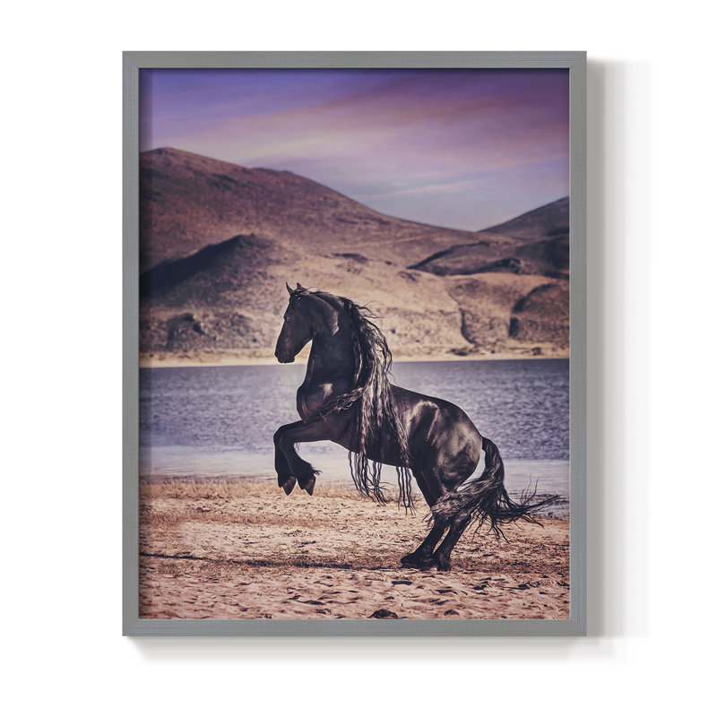 Sunlit Horses II, reproduction encadrée - bois massif, H 10 po x l 8 po, Gris