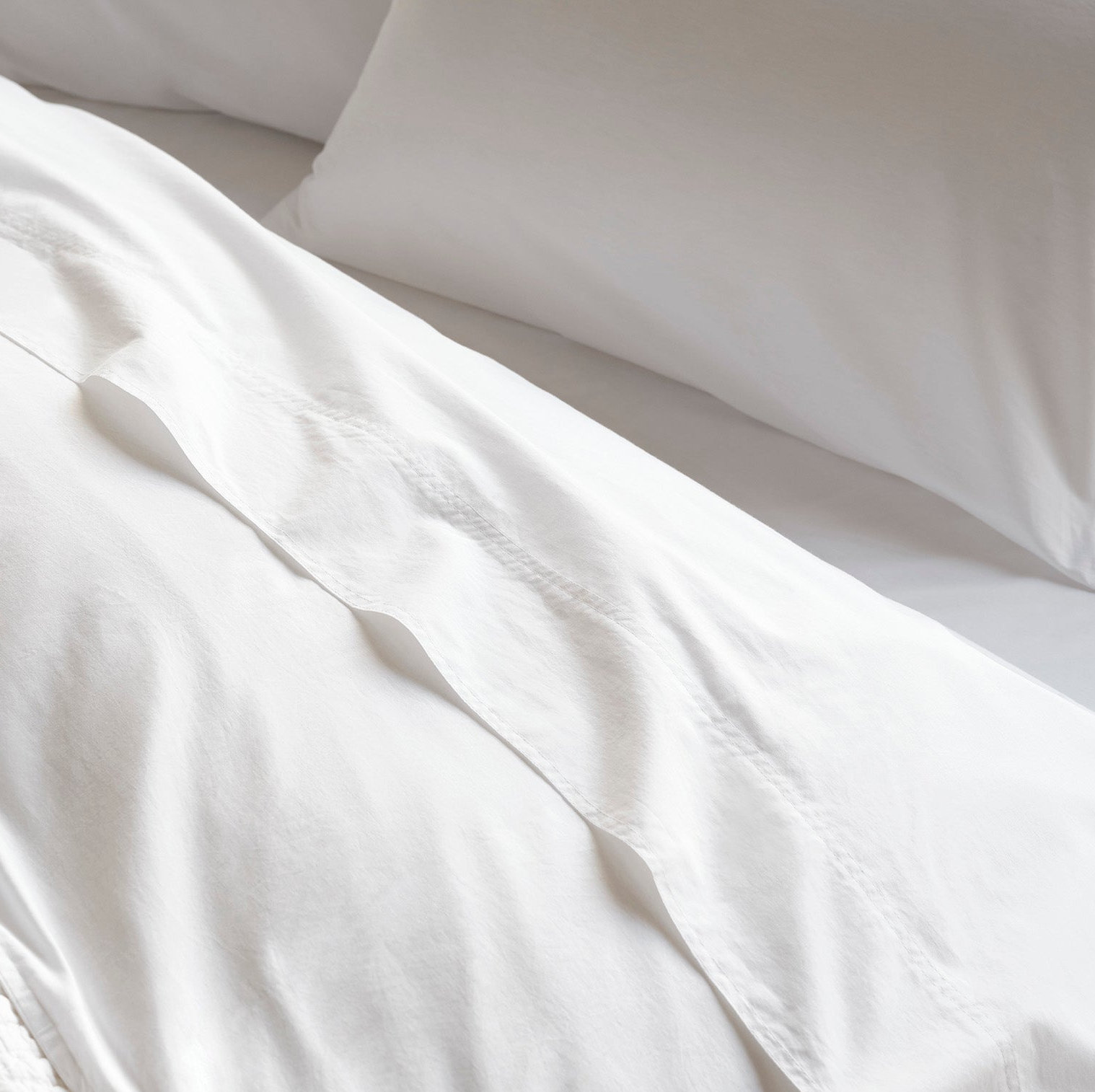 Organic Crinkled Percale 100% Cotton Percale Sheet Set, California King Sheet Set with 2 Pillowcases, Alpine White