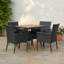 Table de salle à manger d'extérieur, plateau carré en bois d'acacia de 31 po avec base en rotin noir