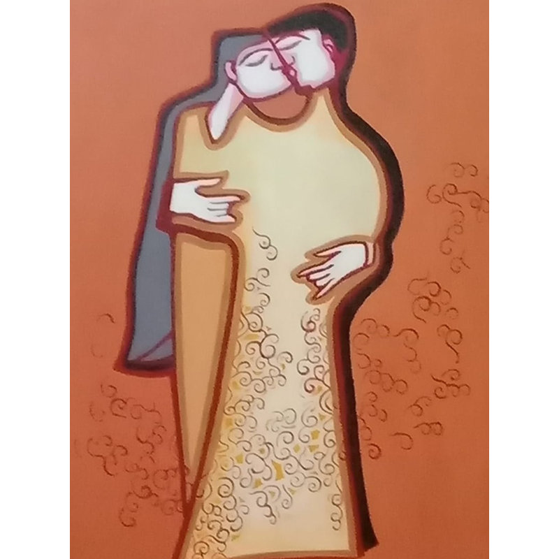 Baiser de l'amour | Acrylique sur toile | Par Prabir Chatterjee