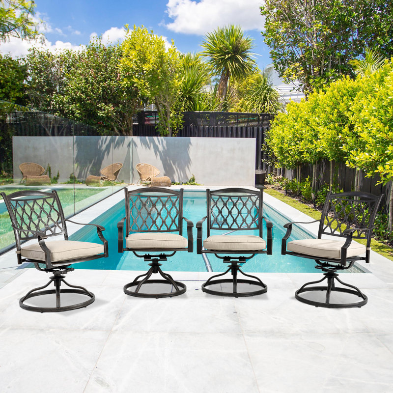 Chaise de patio pivotante avec coussins Banski, Beige