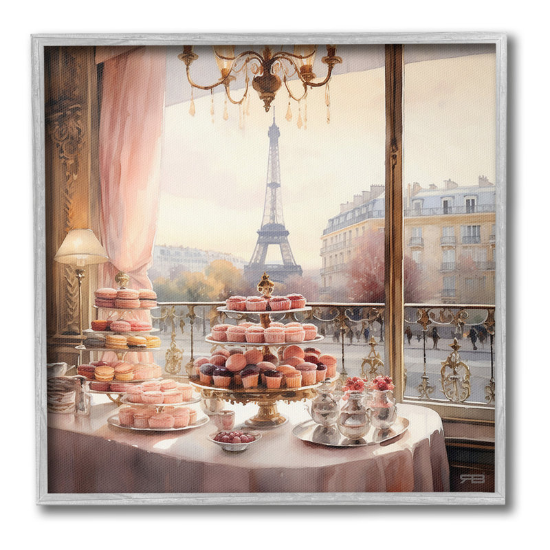 "Cadre photo simple Parisian Desserts City View" par RB sur toile, Giclée encadrée blanc bord de mer, H 17 po x l 17 po