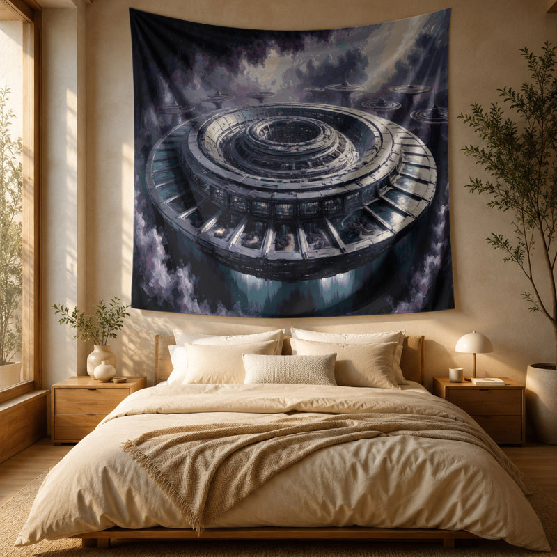 Tapisserie murale de visualisation Space Colonies, 51 po x 60 po