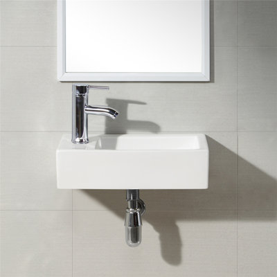 Gimify 7.28'' White Ceramic Rectangular Bathroom Sink with Faucet and Overflow