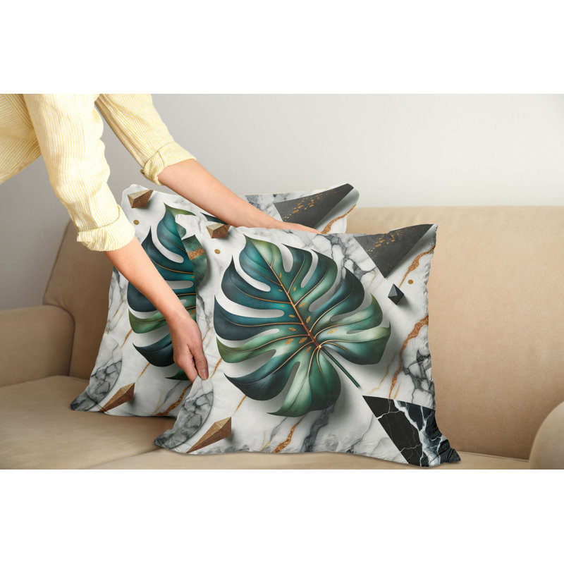 429423_Ambesonne, housse de coussin Monstera, ensemble de 2 art abstrait Mid-Century, H 18 po x l 18 po