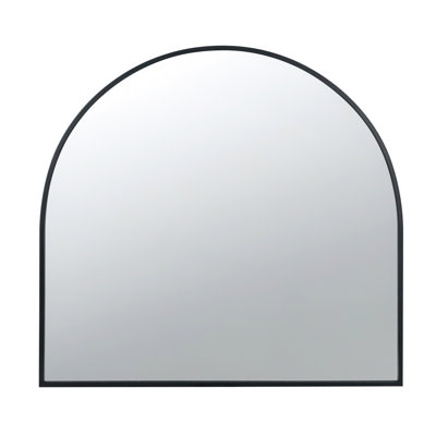 Black Iron Metal Frame 33" X 31" Arched Entryway Mirror, Suited For Bathroom, Bedroom, - Elegant Wall Ornament Mantelpiece 31", Attractive