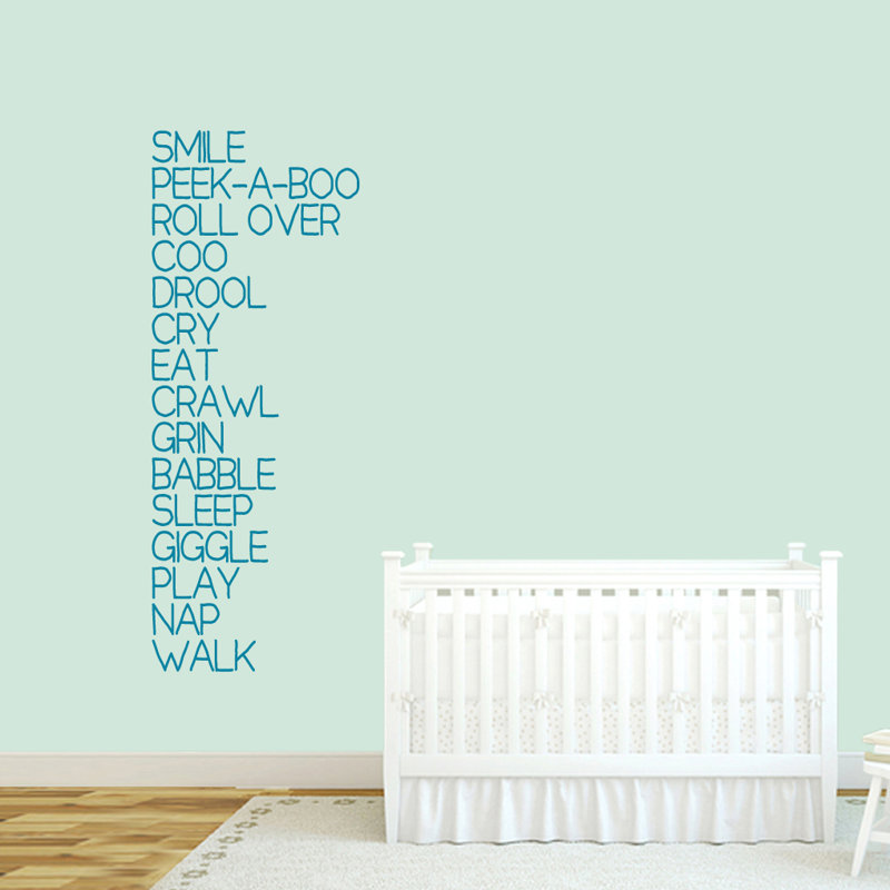 Décalcomanie murale « baby words », Bleu sarcelle