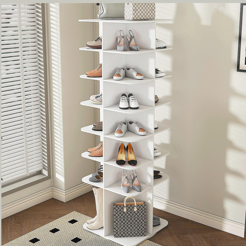 Rotating Shoe Rack Tower, 7-Tier Spinning Shoe Rack, Free Standing 360° Revolving Shoe Organizer, High Bottom Design Shoe Tower Spinning Storage Lazy Susany, Fits 28 Pairs of Shoes