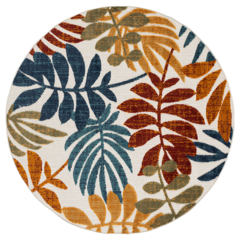 Anakin Performance Floral Indoor/Outdoor Area Rug, Round 5'3"