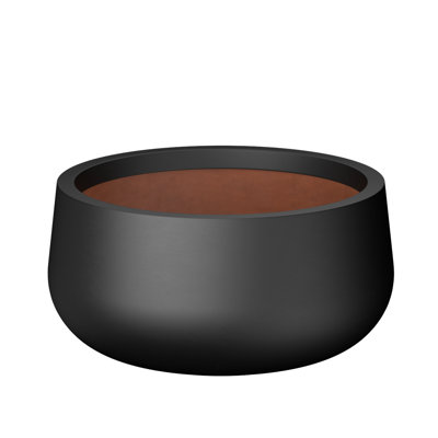 Charcoal Black(Enhanced Interior) Concrete Round Planter / Pot With Drainage Holes