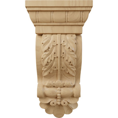 5 1/8"W x 2 3/4"D x 9 3/4"H Thin Flowing Acanthus Corbel, Cherry