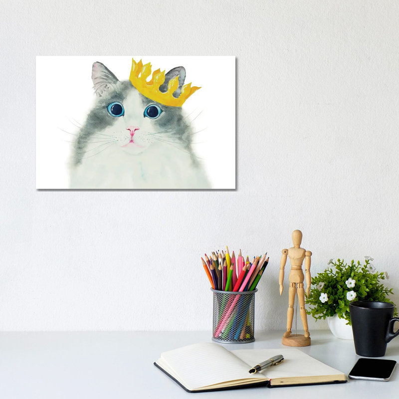 Little King Cat by Alexey Dmitrievich Shmyrov - Wrapped Canvas Print, 20.32 cm H x 30.48 cm W