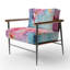 Chaise d'appoint rembourrée rose et bleu pastel-112889458