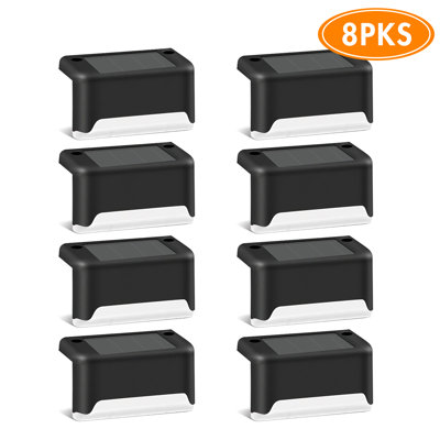 BAOKALER 8 Pack Solar Deck Lights Outdoor, Solar Step Lights Waterproof LED Solar Lights for Outdoor Stairs Step Fence Yard Patio Pathway Christmas Decoration Lights(Black-Warm White)
