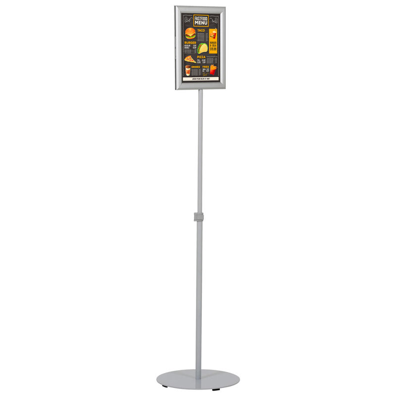 Silver Aluminum Height Adjustable Floor Sign Stand