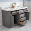 60" Palace Collection Quartz Carrara Cashmere Grey Bathroom Vanity Set With Hardware And F2-0009 Faucets in Chrome Finish-211286540-211286543