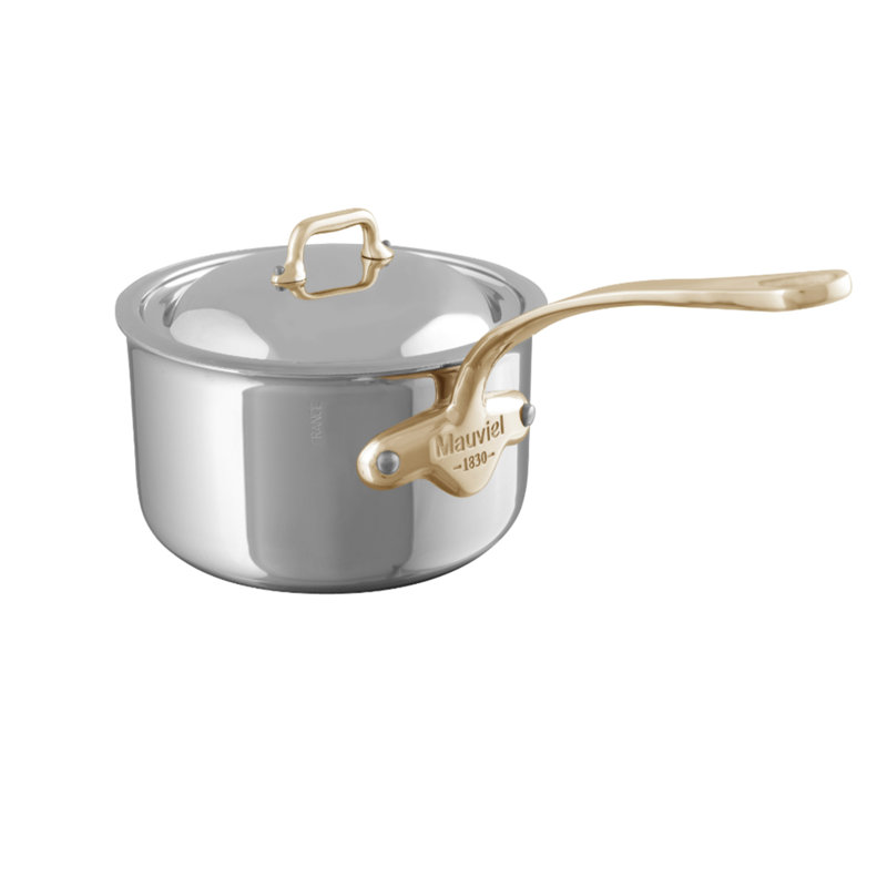 Casserole avec couvercle mauvais, poignées en laiton, 0,8 pinte