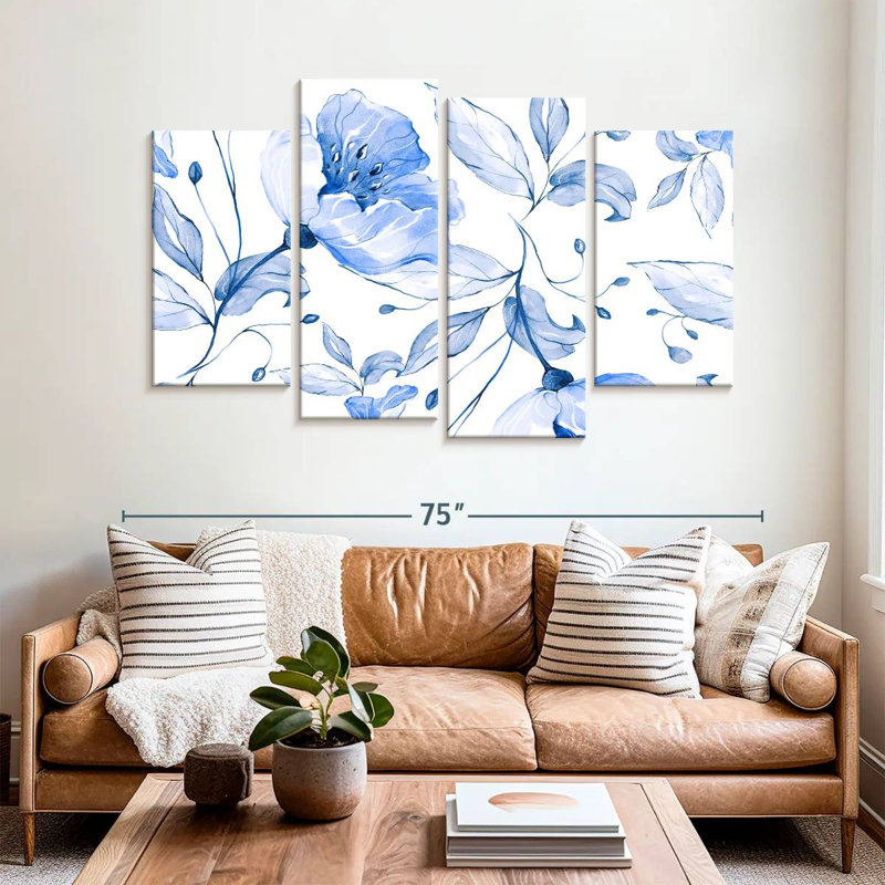 Harnek Blue Spring Flowers, 42" H x 68" W