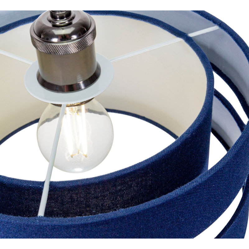 17cm H Linen Drum Pendant Shade ( Screw On ), Navy