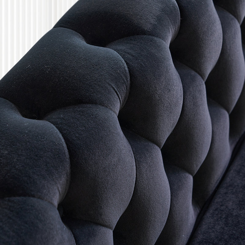 Vallene 87.4'' Velvet Sofa, Black
