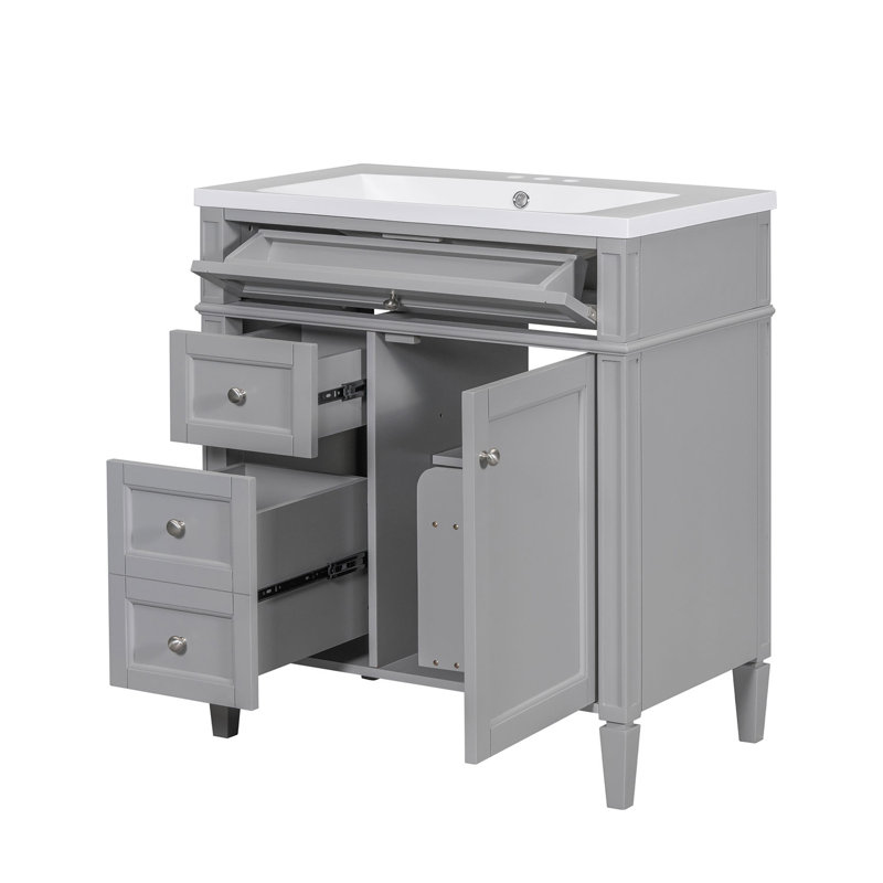 Ensemble de meuble-lavabo 30 "avec armoire à miroir, Gris, Argent