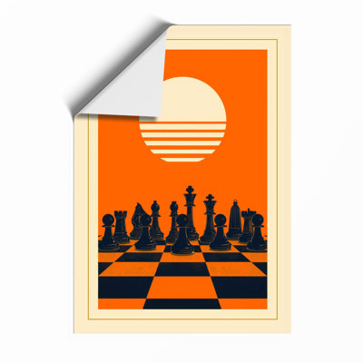 Sun and Chessmen Retro - Framed Print