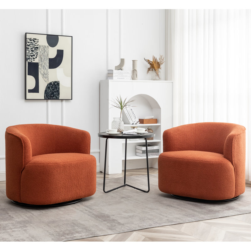 Fauteuil demi-tonneau pivotant Jalena, Polyester orange