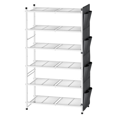 6-Tier Shoe Rack 24 Pair, Metal Shoe Organizer for Closet, White