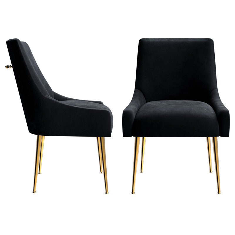 Lashana Velvet Upholstered Side Chair, Black