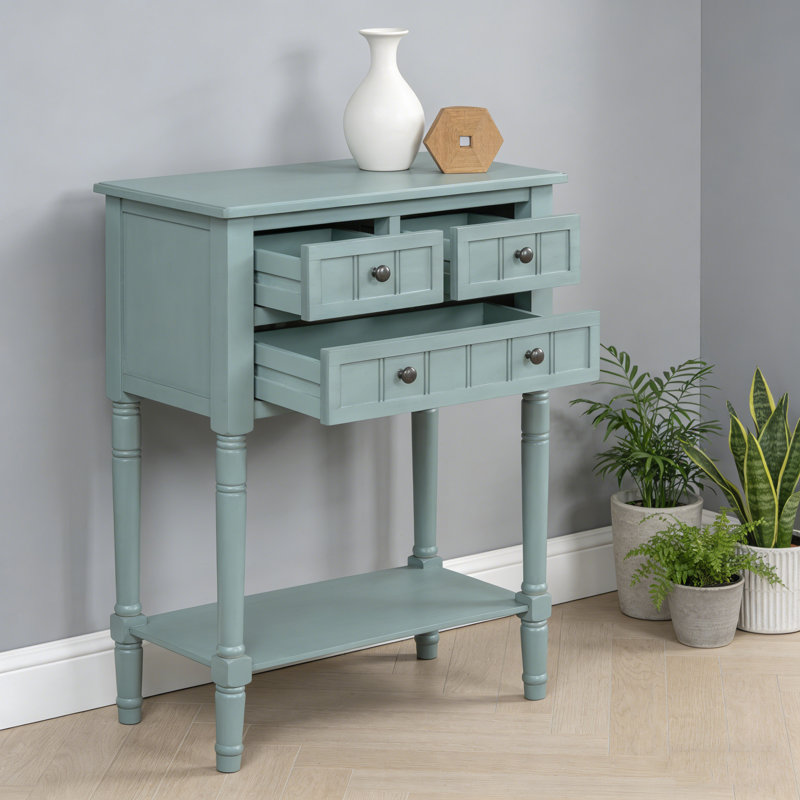 Console étroite avec rangement - 3 tiroirs et tablette inférieure pour le vestibule, H 31,4 po x l 23,7 po x P 13 po