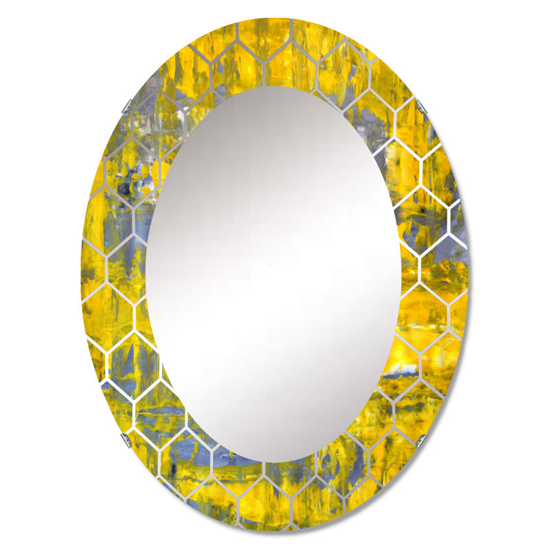 «Yellow Meets Gray Abstract Art I» - Miroir mural moderne, 36 po x 24 po