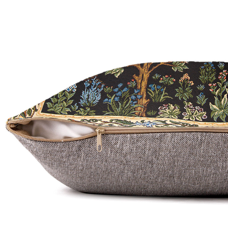 William Morris Tree of Life Embroidered Cotton Square Pillow