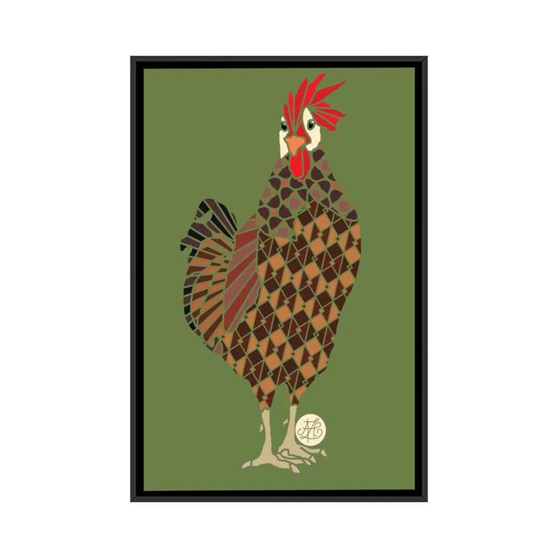 « poulet » par angelika parker, impression sur toile tendue, Toile avec cadre noir, Pas de tapis