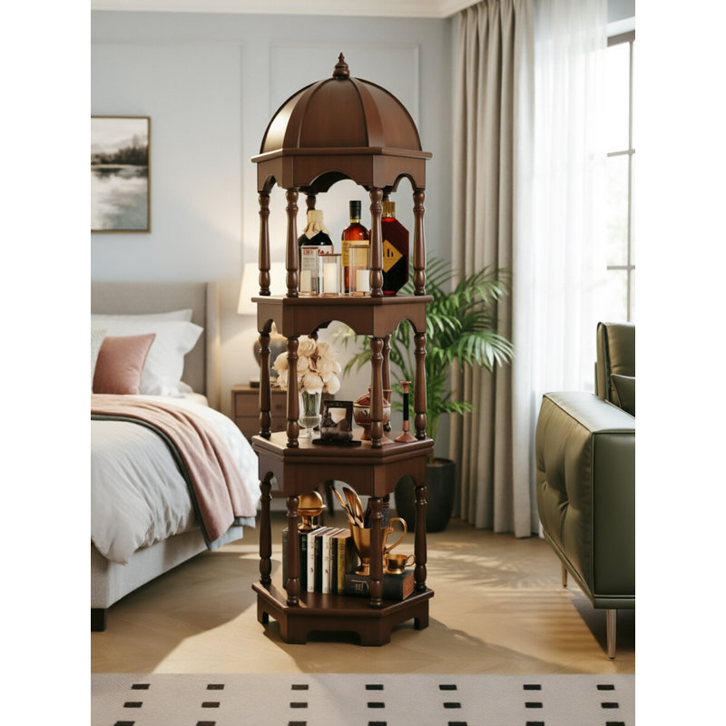 Armoire de rangement et porte-bouteilles en bois massif de style américain 79,53 ", Brun
