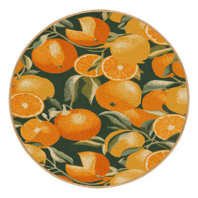 Washable Orangequat Fruits Area Rug