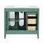 Meuble-lavabo de 36 po avec 2 portes, structure en bois massif. Capacité de rangement abondante: 3 tiroirs. Décoration élégante en verre translucide. Fabrication. Facile à monter. Cadre d'accessoires pour lac, fermeture en douceur