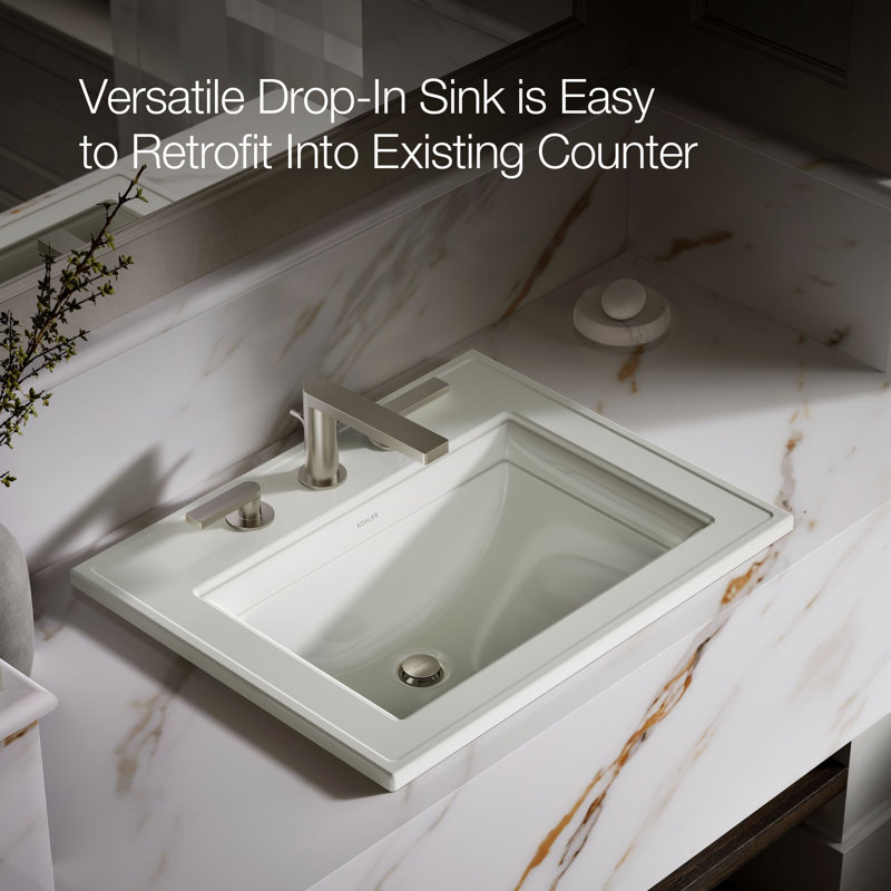 Memoirs® Stately Drop-in Bathroom Sink, Dune, 8" Centers