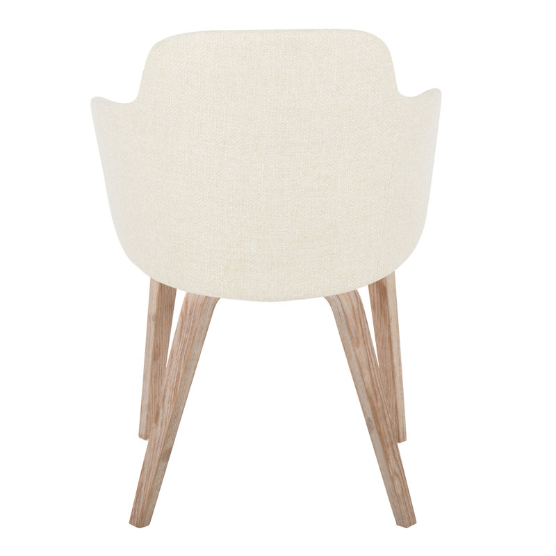 Beige Upholstered Wood Arm Chair Set of 2