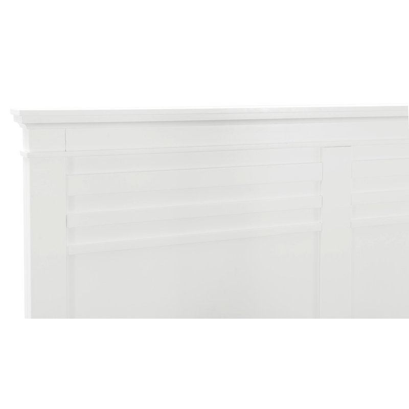 Chambre à coucher avec lit double au fini blanc - Mobilier de style transitionnel en bois, Lit double