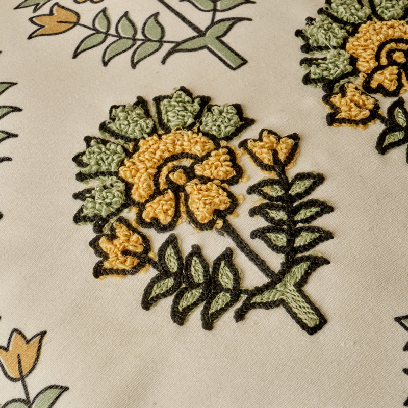 Housse de coussin Indian, Floral multicolore, Coton