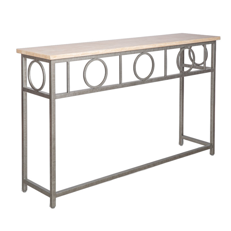 Hampton Console Table, Lite Travertine, Royal Silver