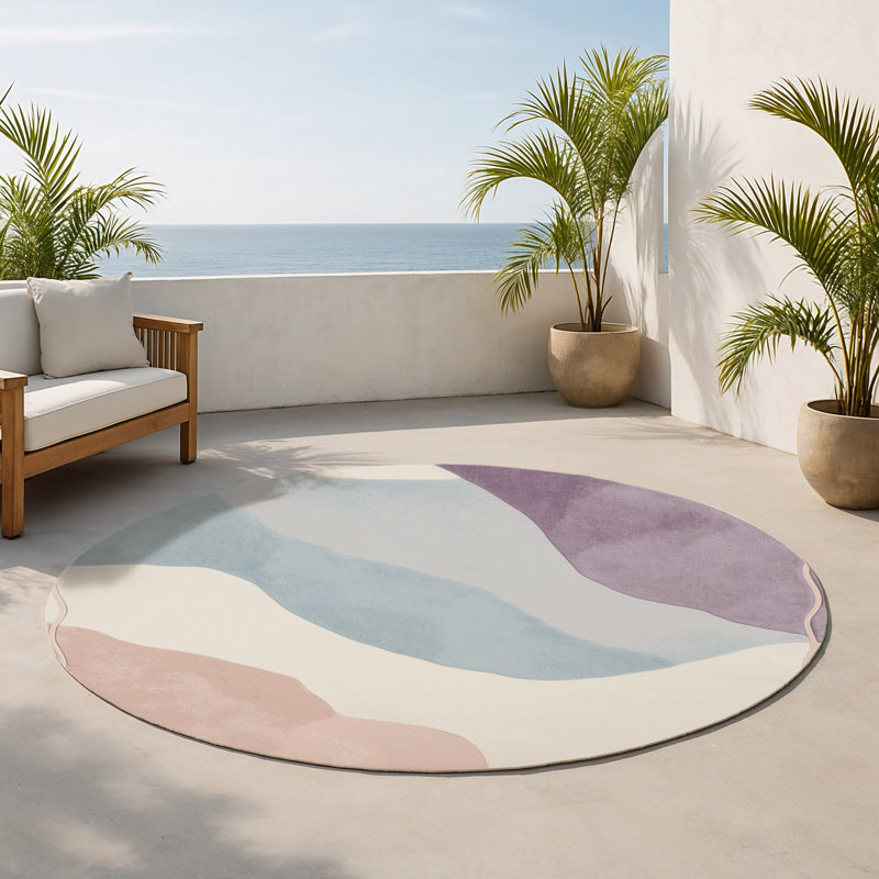 Tapis intérieur et extérieur Mist Blossom, Rond 5 pi