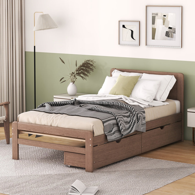 Emberlynne 35.4" Bed Frame, Walnut