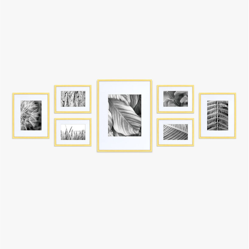 Mato Metal Picture Frame - Set of 7 with Mat, Gold