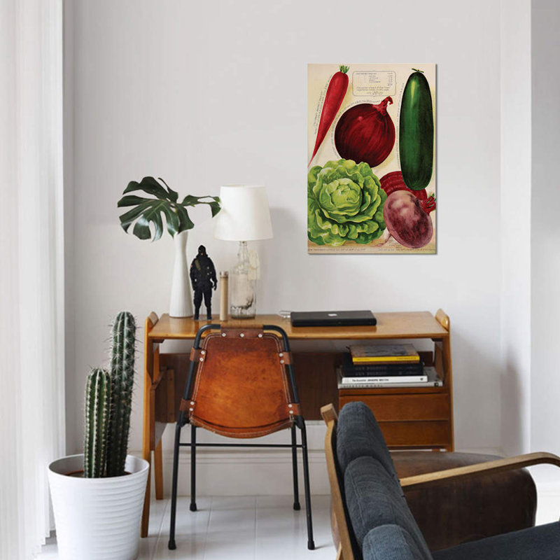 « annual of true blue blue légumes », publicité sur toile, H 12 po x l 8 po x P 0,75 po, Toile tendue, Pas de tapis