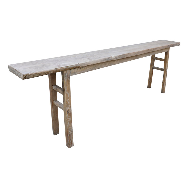 95'' Weathered Wash Solid Wood Console Table with Storage