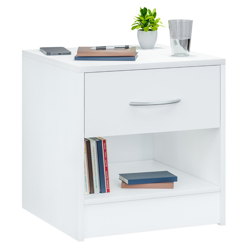 Ahmare 39cm W MDF/particle Board Bedside Table, White