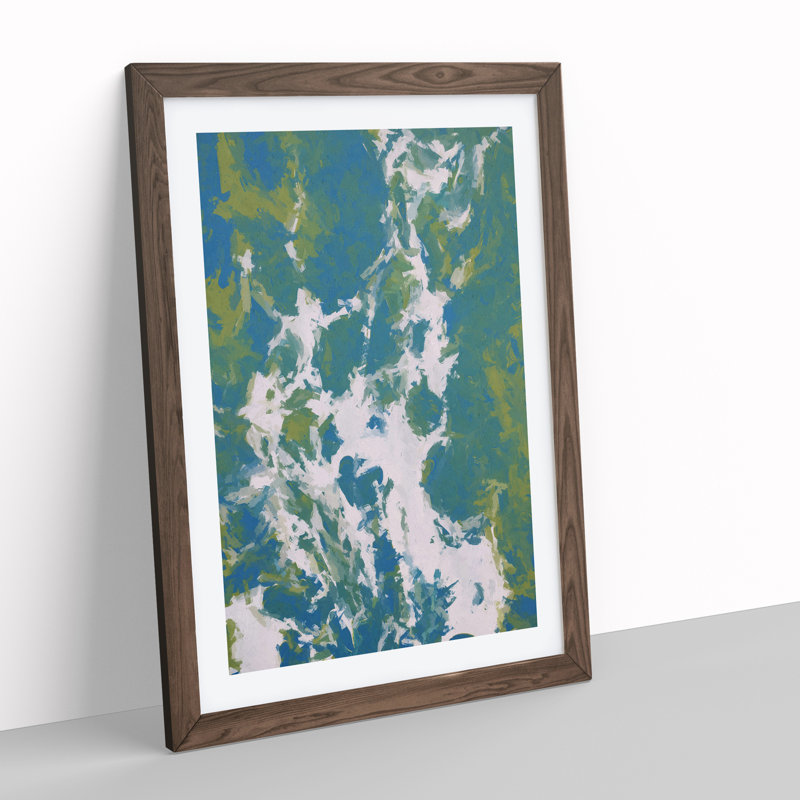 Chasing Eternity Abstract - Wall Art, 36cm H x 27cm W x 2cm D, Walnut Framed, White
