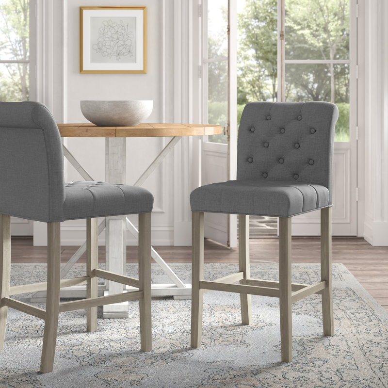 Cirencester Upholstered Counter Stool, Gray, Bar Stool (29'' Seat Height)